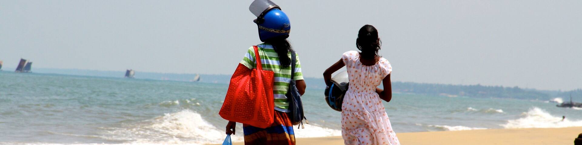 People walking on Negombo Beach, Sri Lanka, South-East Asia