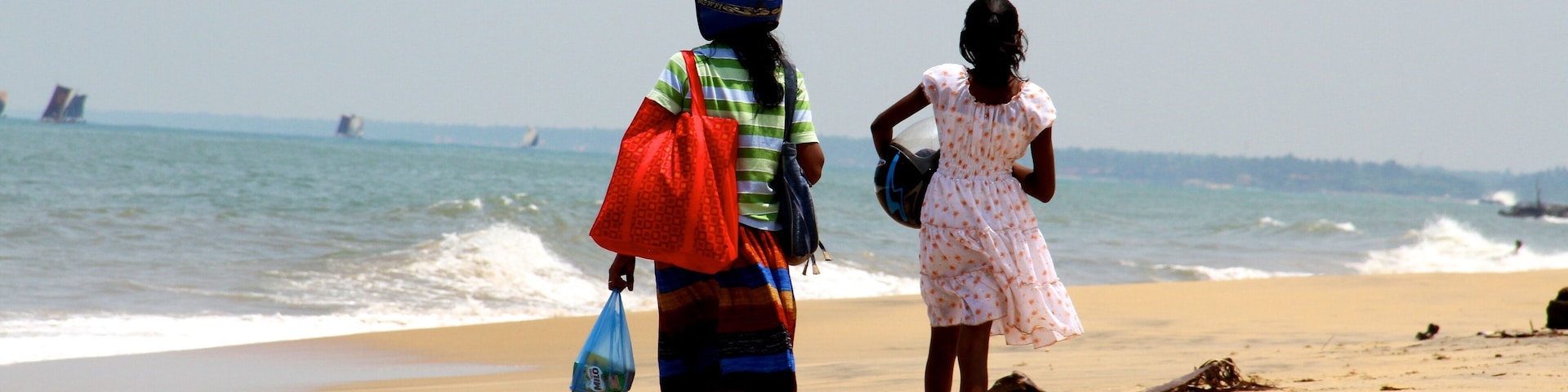 People walking on Negombo Beach, Sri Lanka, South-East Asia