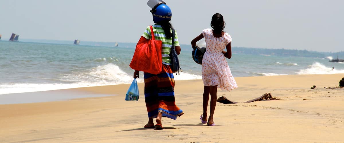 People walking on Negombo Beach, Sri Lanka, South-East Asia