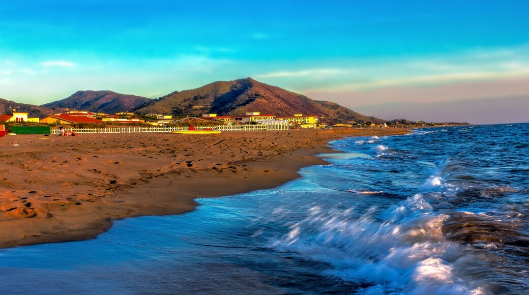 Sunset above sea of Baia Domizia, Italy