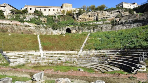 Sessa Aurunca, italy, 11/30/2019. View of an ancient Roman theater.