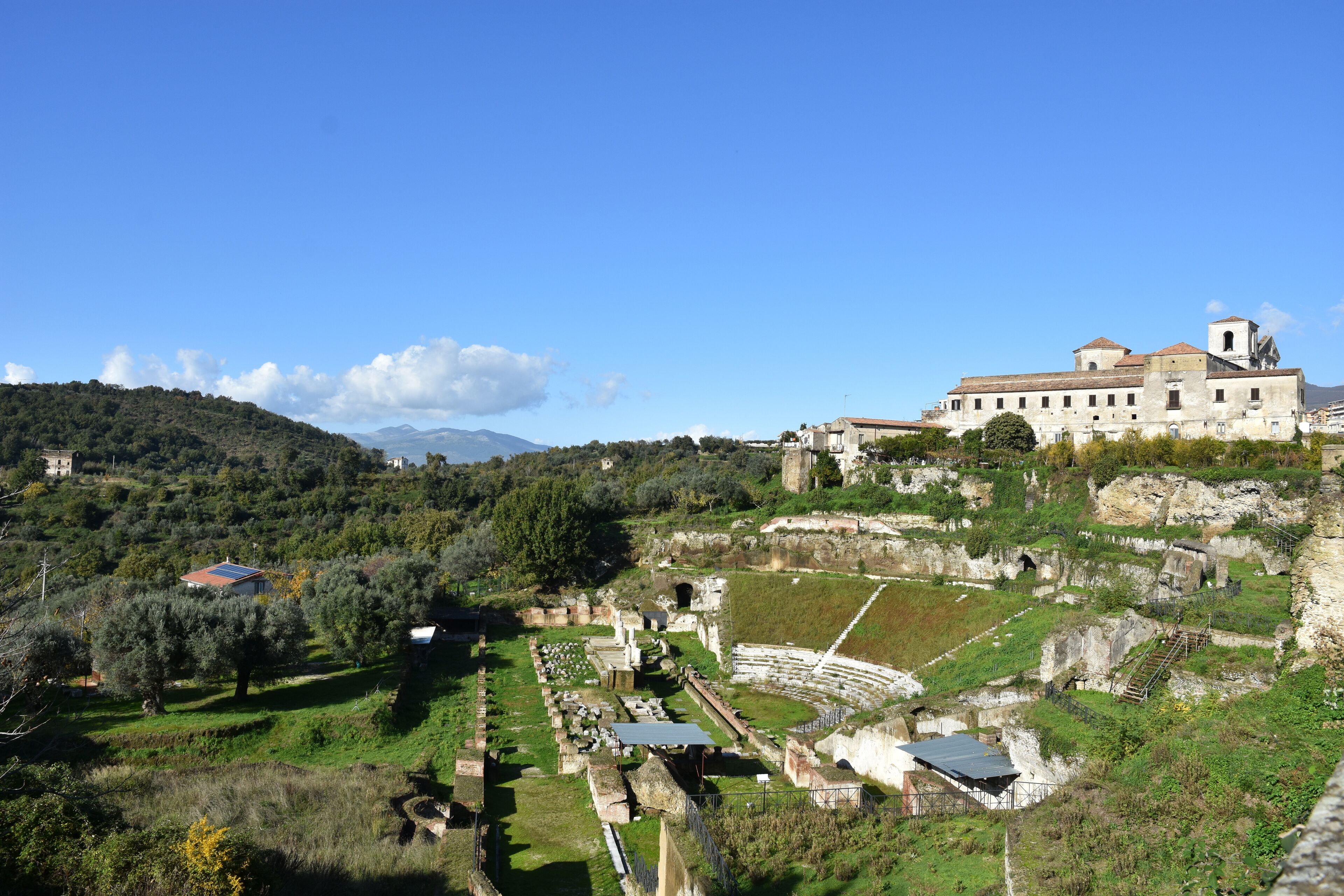 Sessa Aurunca, italy, 11/30/2019. View of an ancient Roman theater.