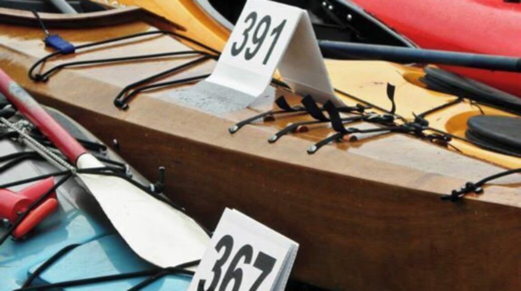 Ski to Sea Race finish line. Teams of 8 switch off team members and each do a section of a county-wide race. Cross Country Skiing, Downhill Skiing/Snowboarding, Running, Road Biking, Canoeing, Mountain Biking, then finishing off with Sea Kayaking.