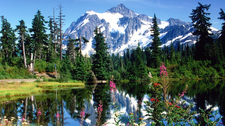 Bellingham featuring snow, a lake or waterhole and mountains