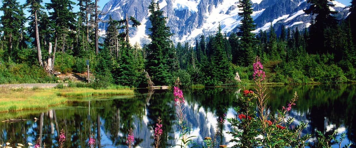 Bellingham which includes snow, a lake or waterhole and mountains