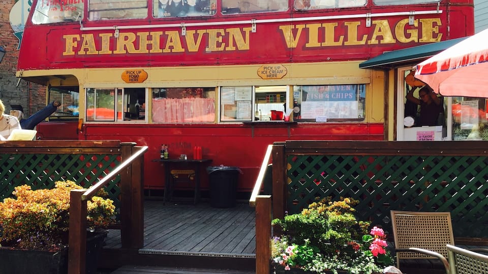 30 mins south of the Canadian border you stumble upon historic Fairhaven with cobblestone walks, murals, restaurants and antique shops.
Don't miss this quirky fish n' chip joint.