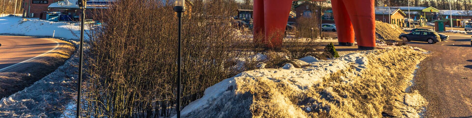 Avesta - March 29, 2018: The traditional Dalarna horse in Avesta, Sweden