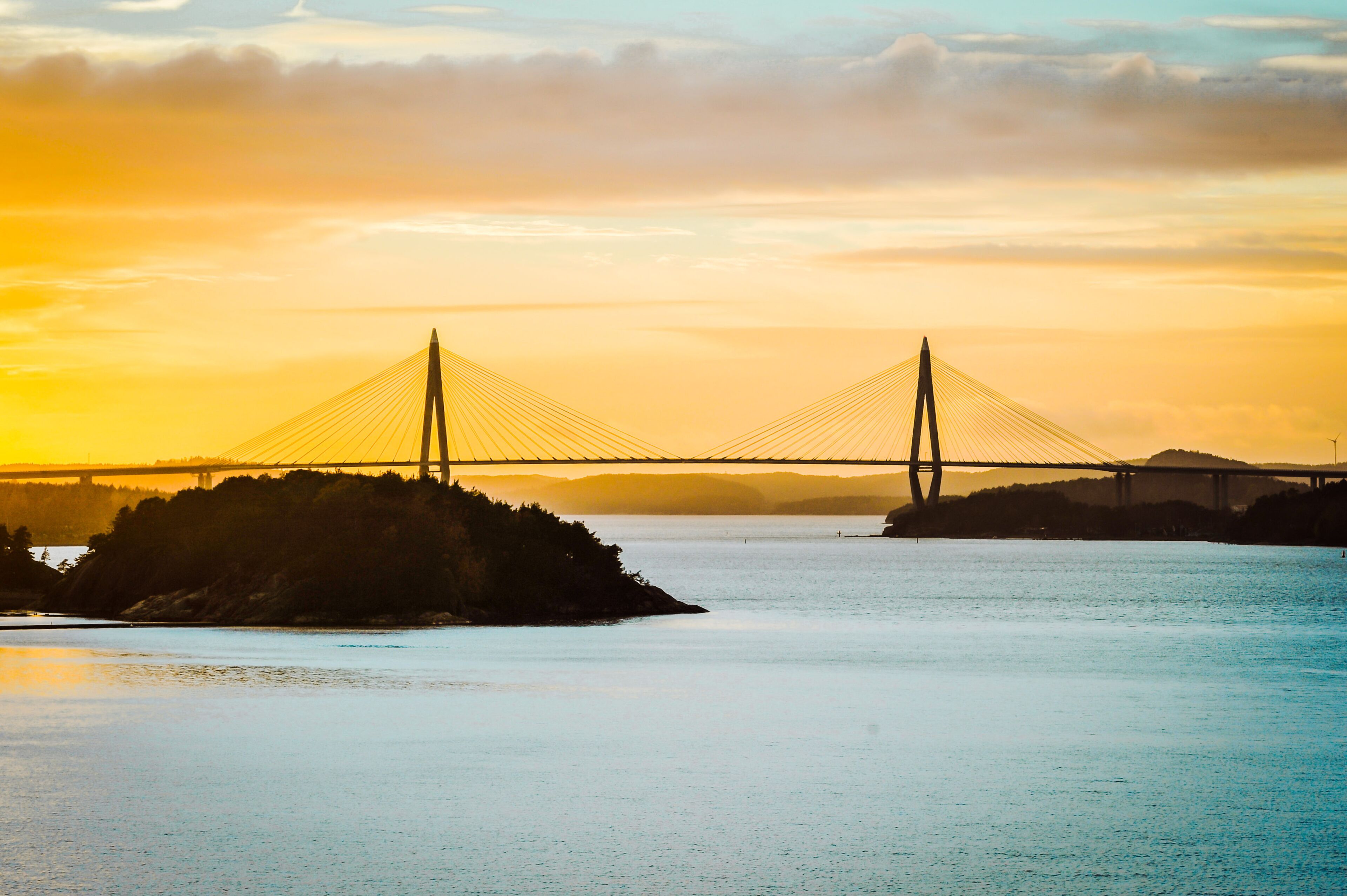 Uddevalla's bridge at the sunset