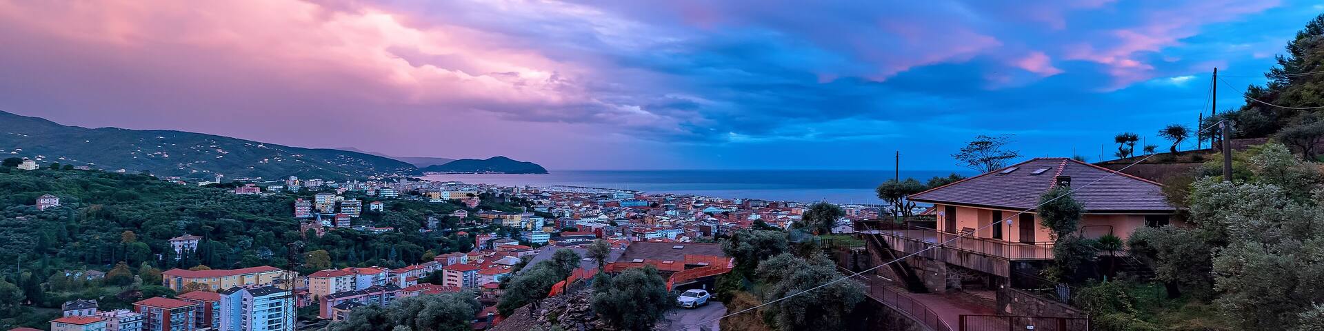 Chiavari - rainbow at sunset - Liguria - Italy