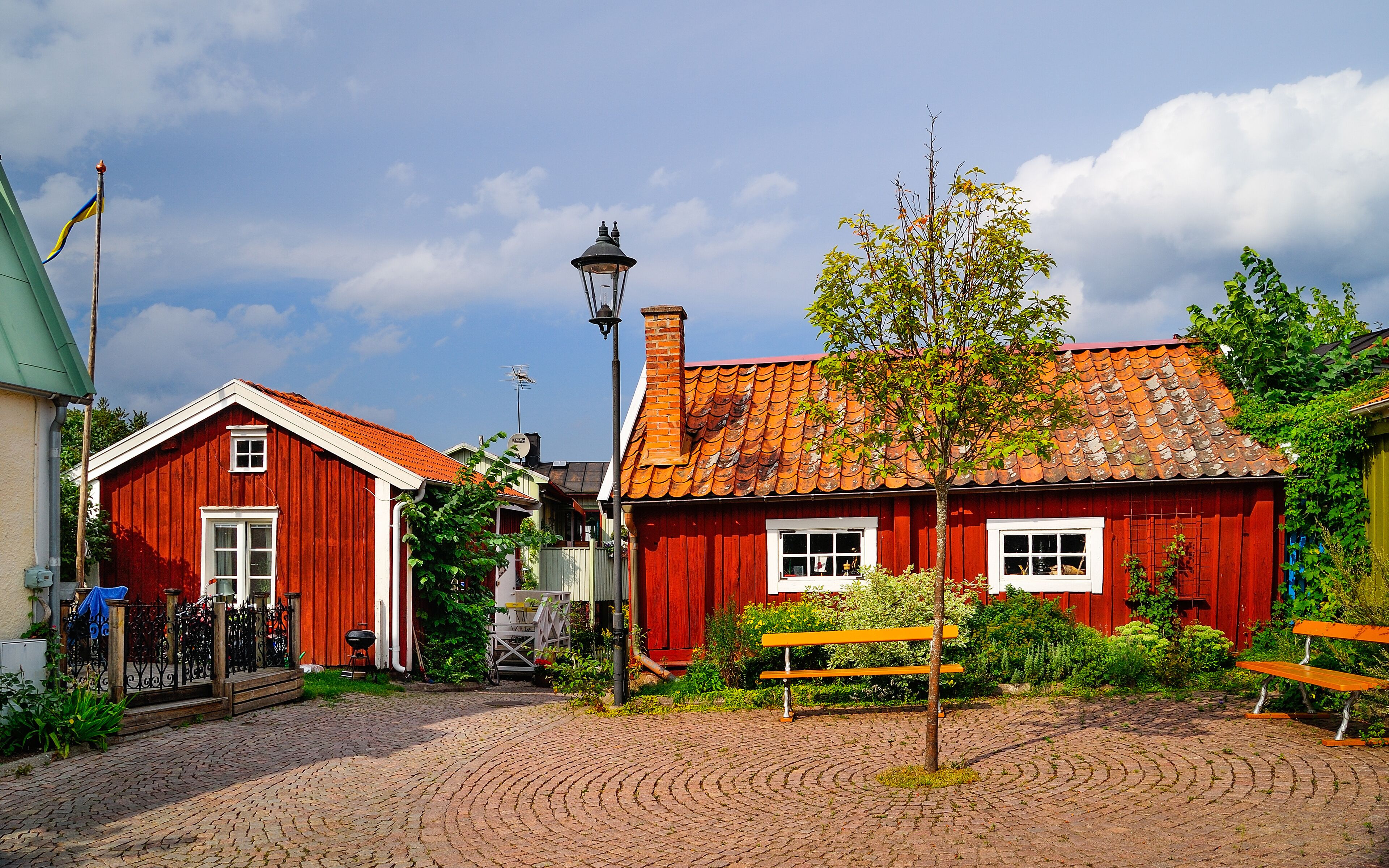 Straße Batsmansbacken, Drehort Astrid Lindgrens "Kalle Blomquist", Ort Vimmerby, Kalmar län, Smaland, Schweden