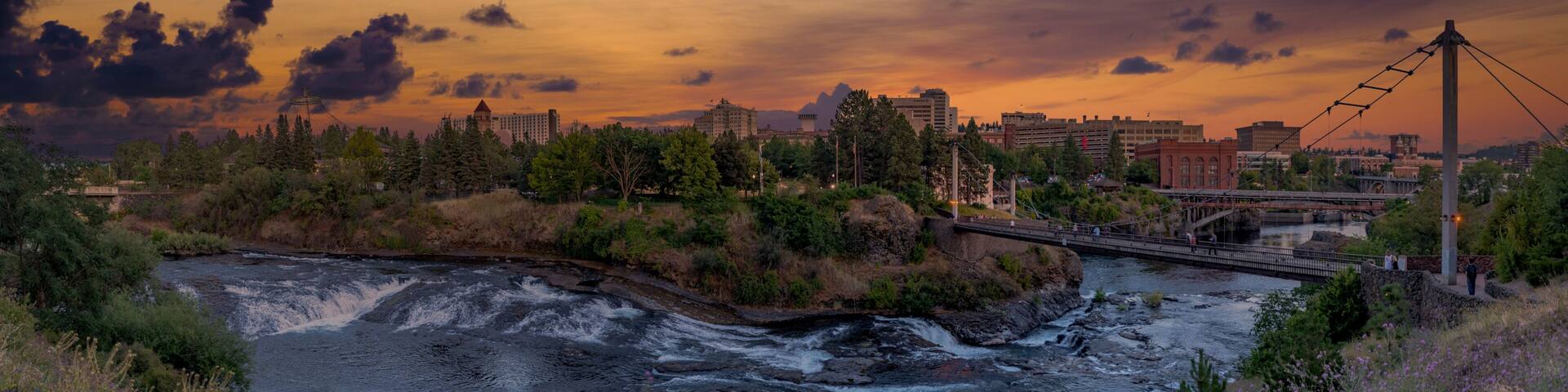 Spokane, WA Skyline Panorama at Sunrise