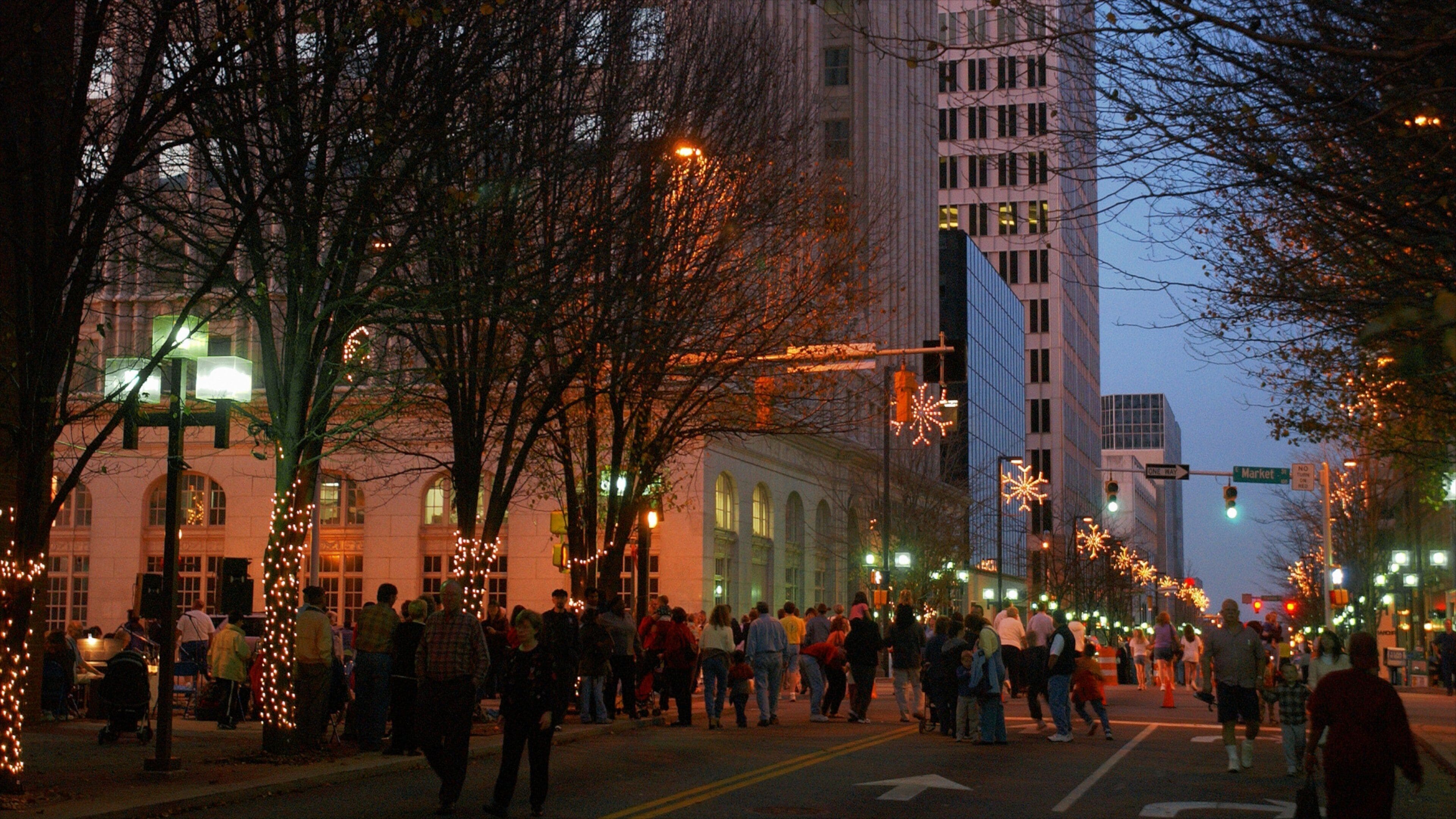 Greensboro featuring a festival, a city and night scenes