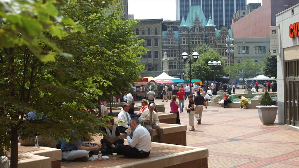 Dayton featuring a city, a square or plaza and outdoor eating