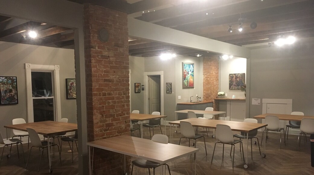 Upstairs room of the newly opened Gem City Catfe. What a cool space!! And downstairs is an amazing room where you can interact with the cats, most of whom are available for adoption.