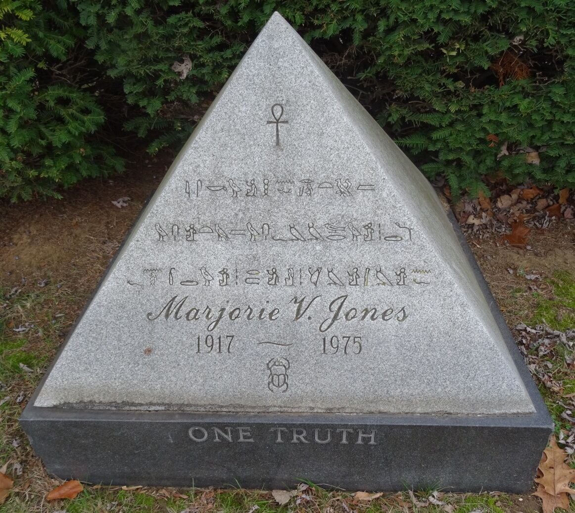 Can anyone translate hieroglyphics?

With incredible monuments of stone and bronze, historical burial sites and nine state champions trees, Woodland Cemetery and Arboretum in Dayton, Ohio, is one of the oldest "garden" cemeteries in the United States. 

Incorporated in 1842, the cemetery began with 40 acres southeast of Dayton and has been enlarged to its present size of 200 acres.