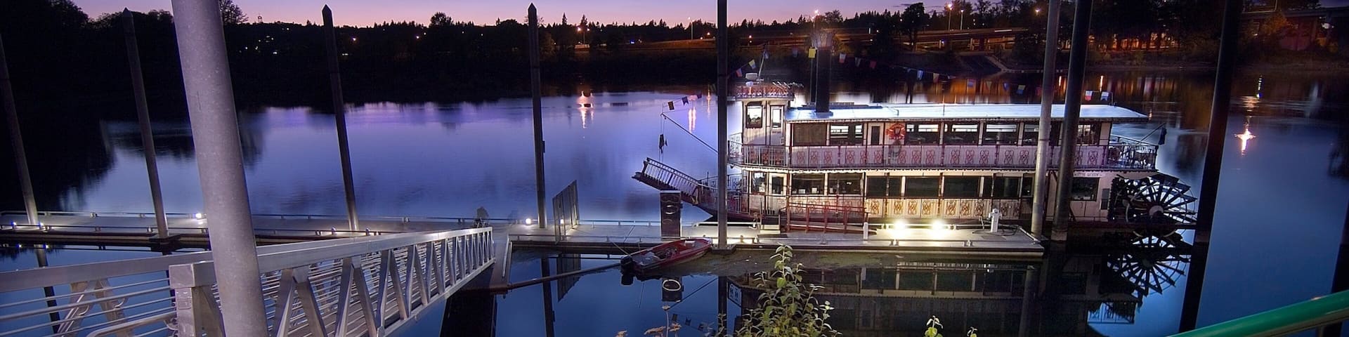 Salem which includes night scenes, a river or creek and a ferry