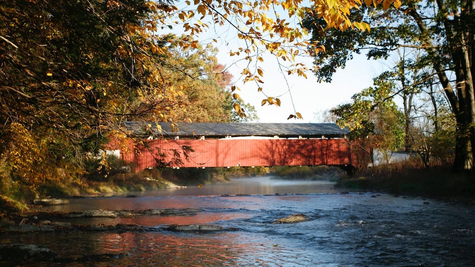 Allentown featuring a bridge, tranquil scenes and a river or creek