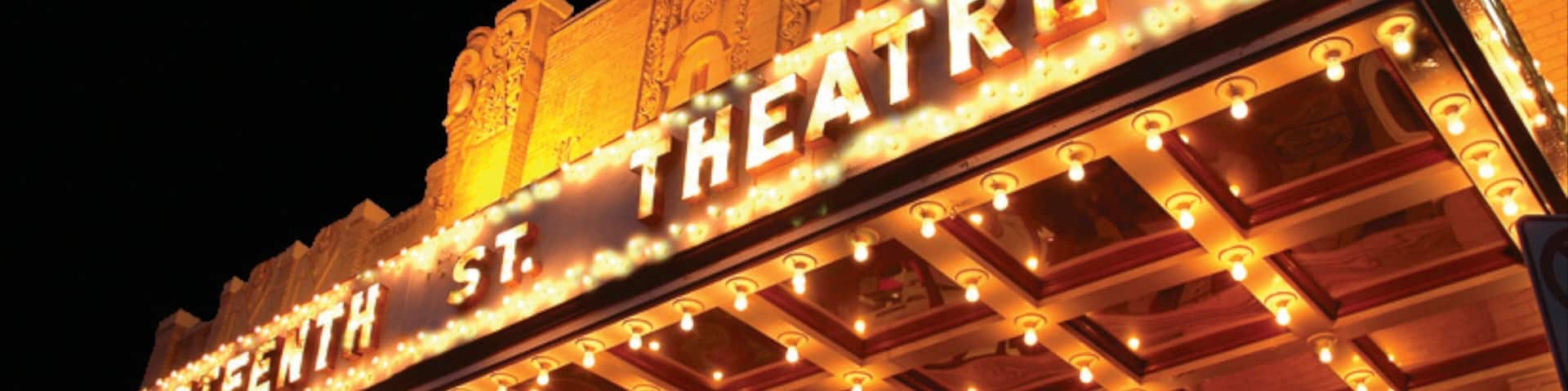 Allentown featuring signage, theatre scenes and night scenes