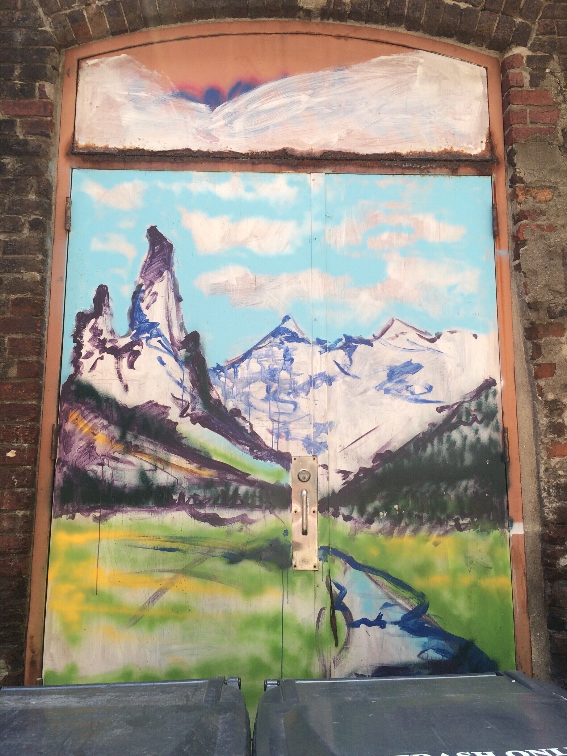 This graffiti art in Knoxville, TN drew my attention as I admired its bold and exaggerated lines that paid homage to the hills and valleys surrounding this eclectic area. The juxtaposition of this scenery amidst the trashy alleyway it resides in shows that Appalachia is what these doors allude to just as much as the bustling city surrounding it. #appalachianechoes