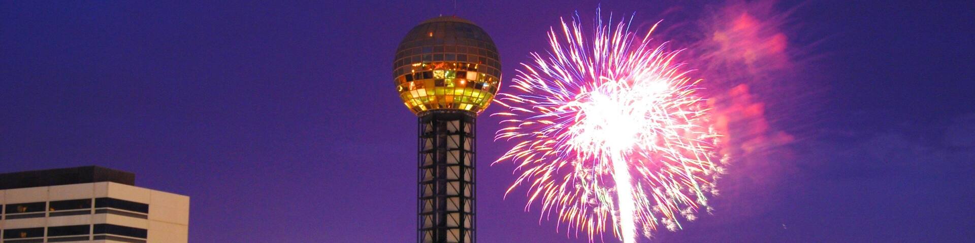 Knoxville featuring a city, cbd and night scenes