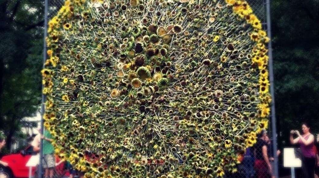 Memorial day sunflower sculpture in a park downtown in Knoxville