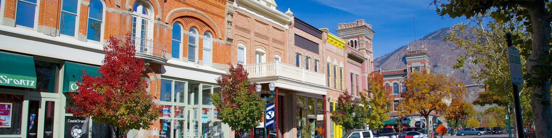 Provo showing street scenes, heritage elements and a small town or village