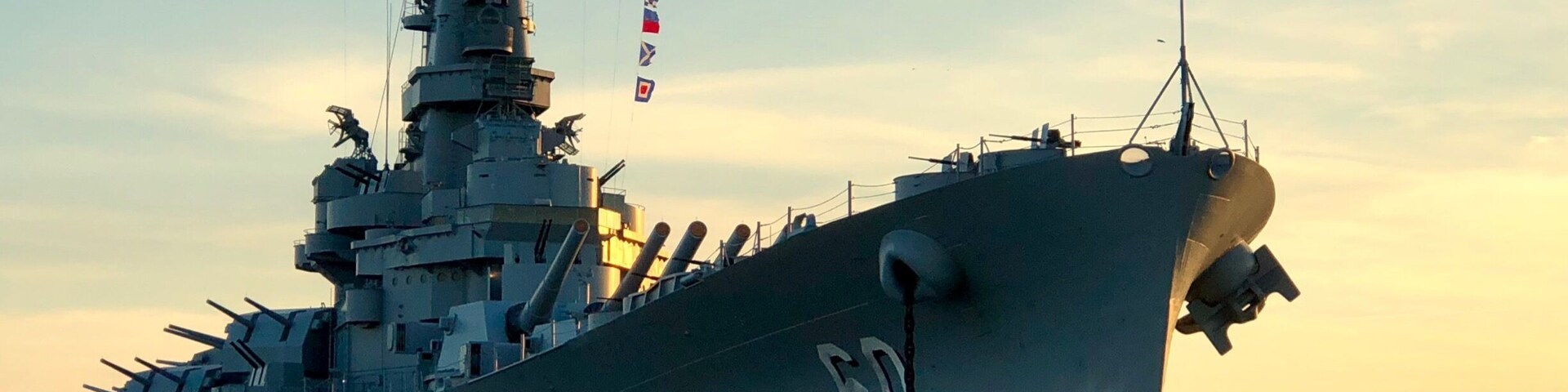 USS Alabama at sunset, Mobile, Alabama