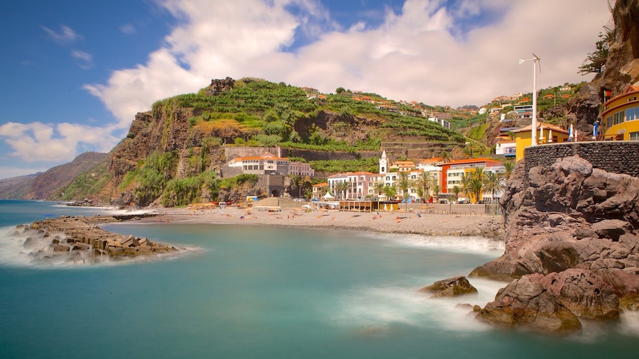 Ponta do Sol showing rocky coastline and a coastal town