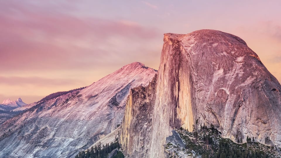 Half Dome, Yosemite National Park Clifornia, sunset light on granite peak