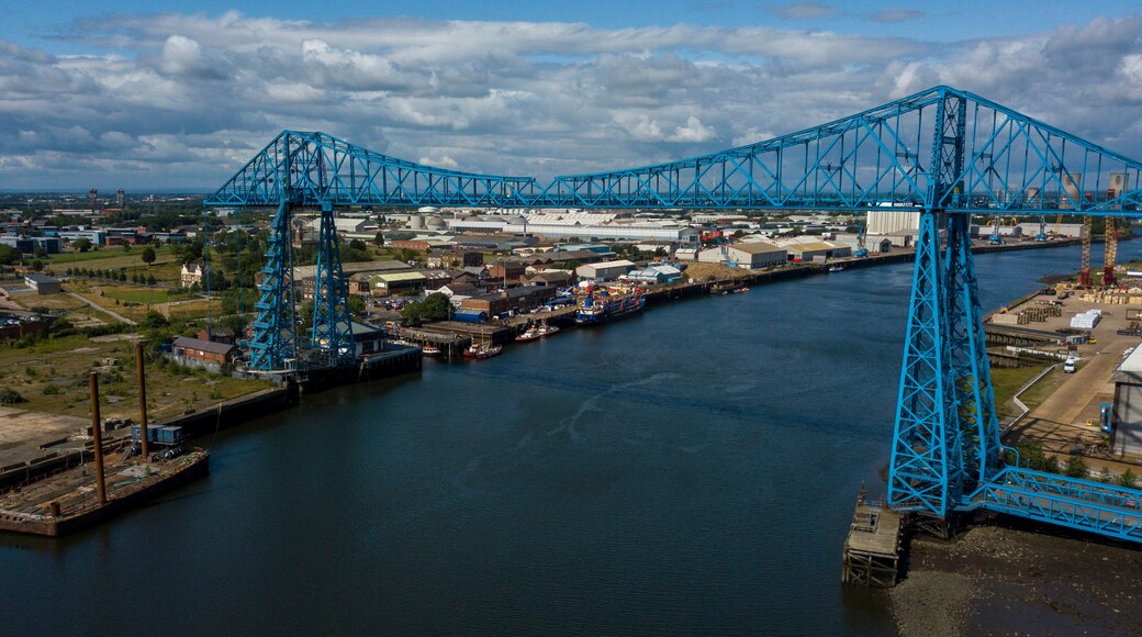 The Tees Transporter Bridge that crosses the River Tees between Middlesbrough and Stockton