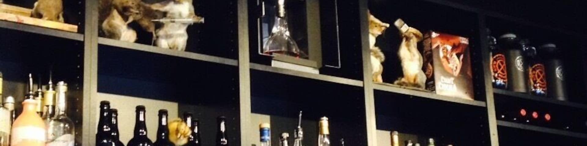 Seriously good beer here! Got tasters of the Count Chocula where they wiped out a few store's entire stock to make the stout. Pretty fun set-up with lots of stuffed squirrels in the books!