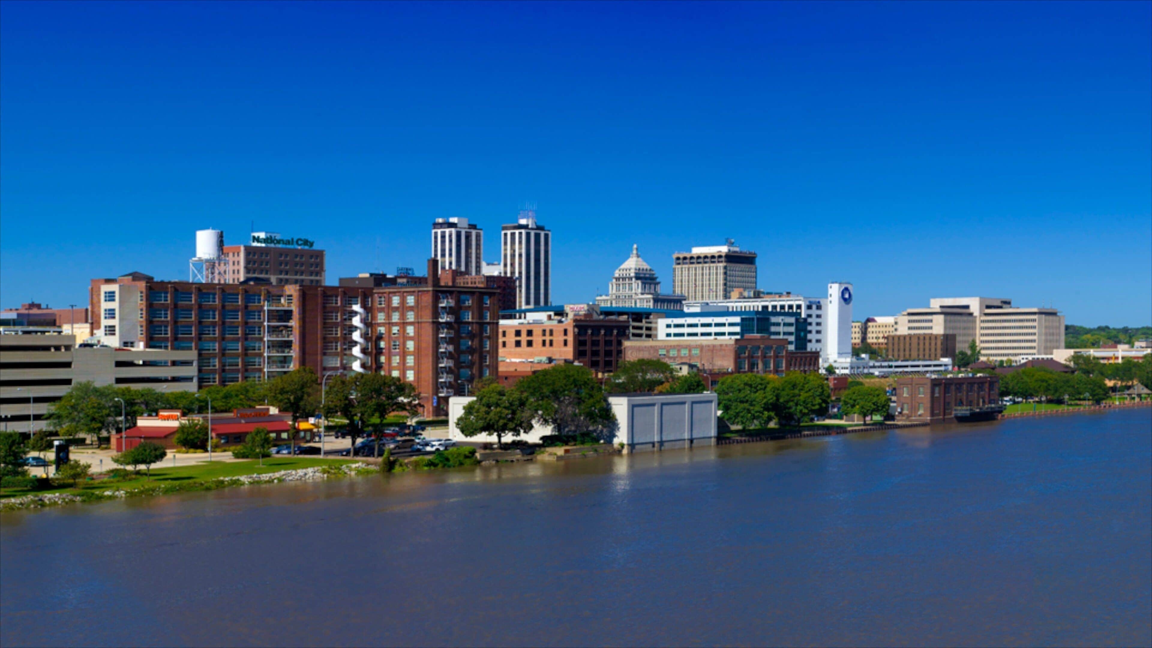 Peoria featuring a lake or waterhole, a city and skyline