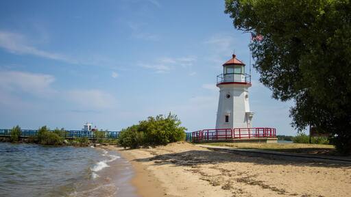 Historic Cheboygan Lighthouse on the coast of Lake Huron in Cheboygan Michigan