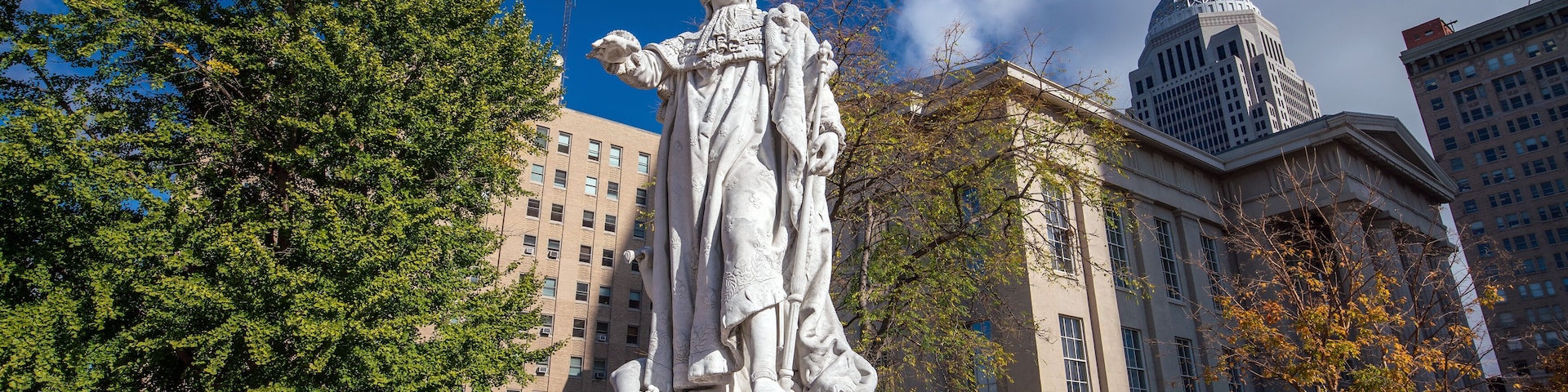 Very old and vintage statue of Louis XVI in downtown Louisville Kentucky USA