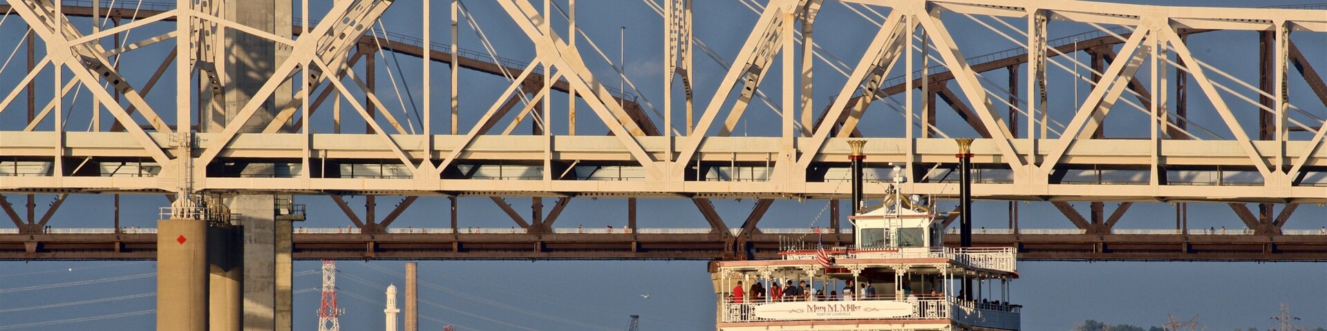 Louisville showing a ferry, a river or creek and a bridge