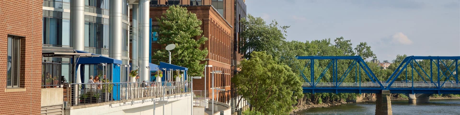 Grand Rapids showing a river or creek, a city and a bridge