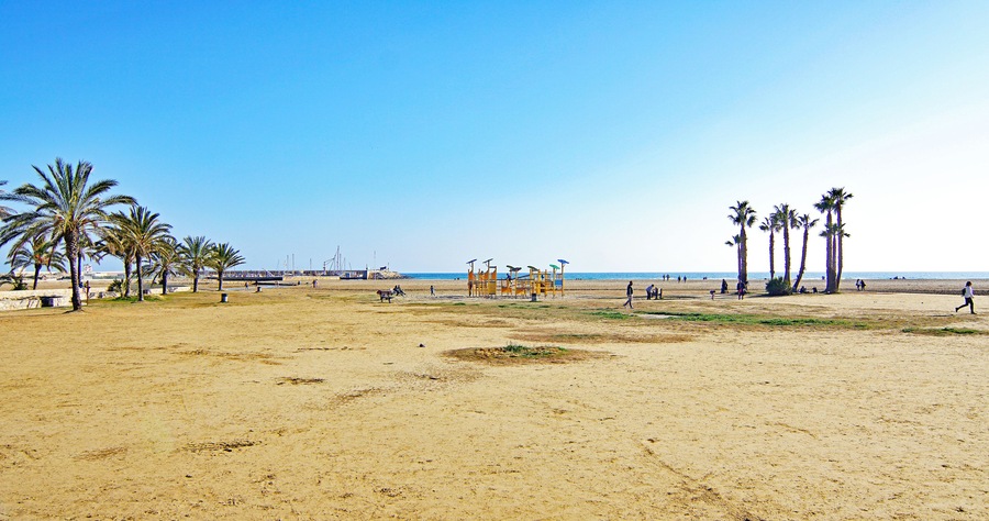 Playa de Comarruga, El Vendrell, Tarragona, Catalunya, España, Europa