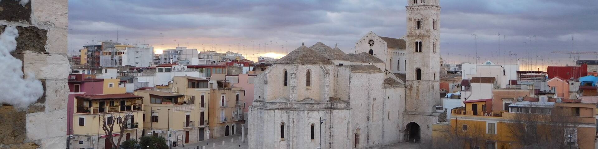 Barletta Cathedral's view in a cloudy day