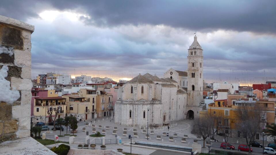 Barletta Cathedral's view in a cloudy day