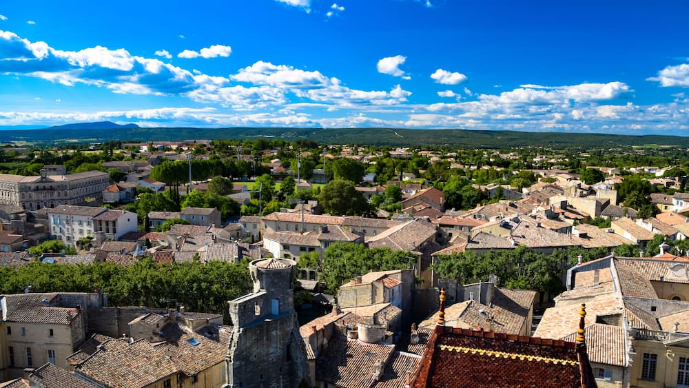 Views of the countryside of Uzes and the castle of the Duke of Uzes in the Landuedoc region of France; Shutterstock ID 1127720291; purchase_order: SP-1269 HA 2018 Batch 1; Order: ; client: ; other: