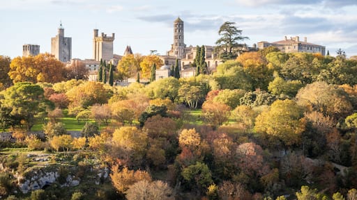 Uzès city of Art and History, general view in autumn. Photography taken in France