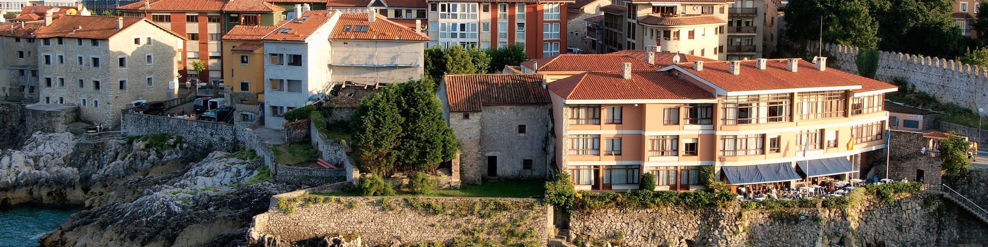 Village of Llanes and beach, Asturias, Spain