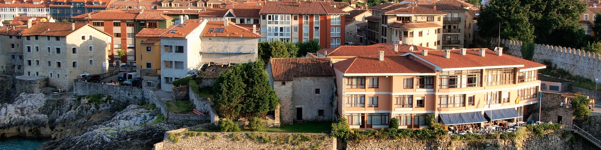 Village of Llanes and beach, Asturias, Spain