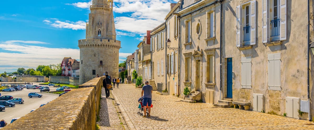 Seaside of La Rochelle dominated by Tour de la Lanterne, France