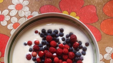 My breakfast with wild berries