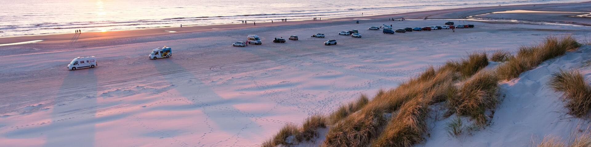 Breathtaking sunset views over the sandy beach at Blokhus in Denmark