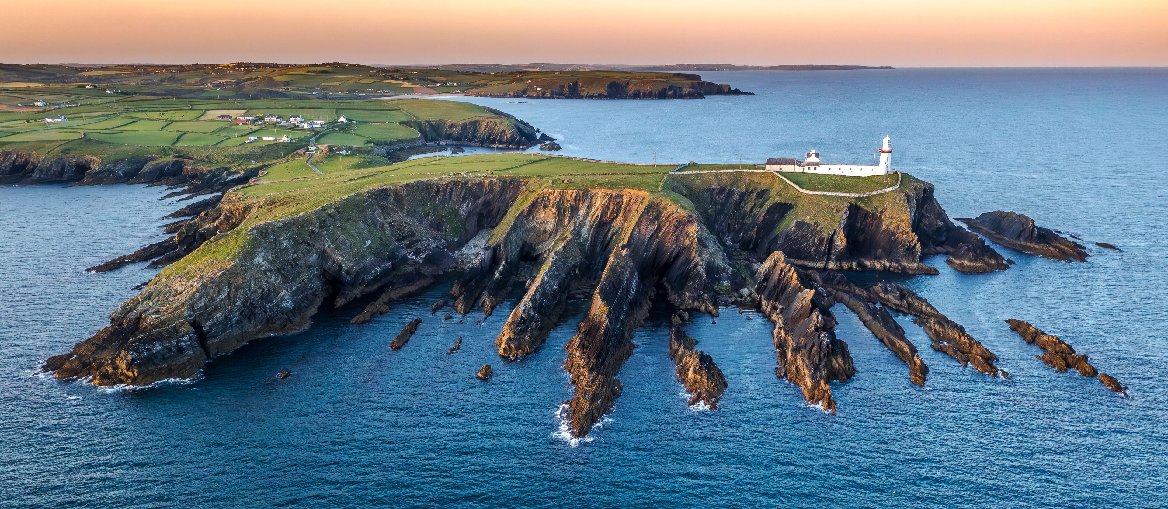 Sunset scene at Galley Head Lighthouse in County Cork Ireland