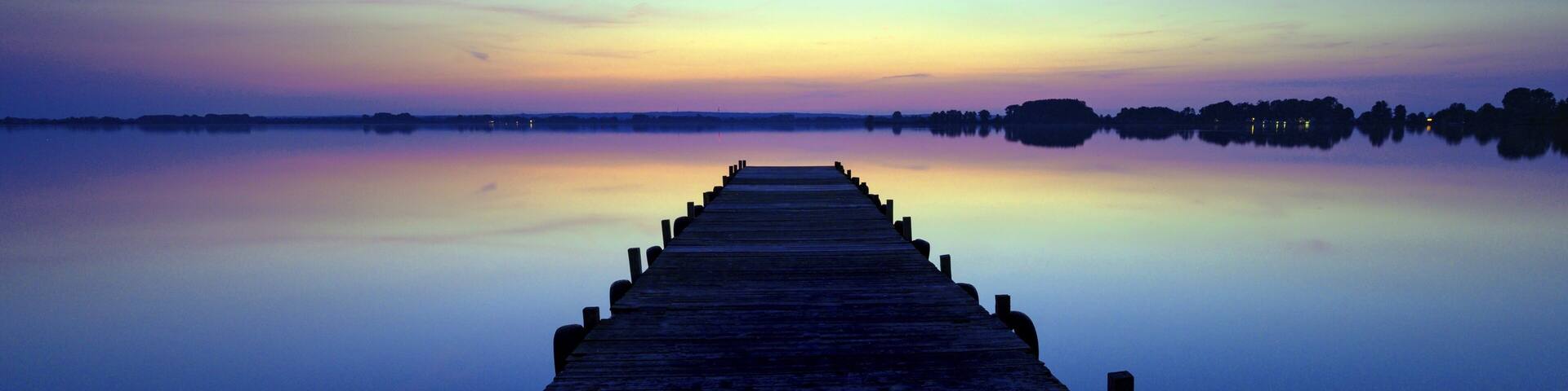 Evening at Lake Dümmer, sunset, evening glow, silence, vastness, tranquillity, water, inland lake, Lembruch, Lower Saxony, Germany