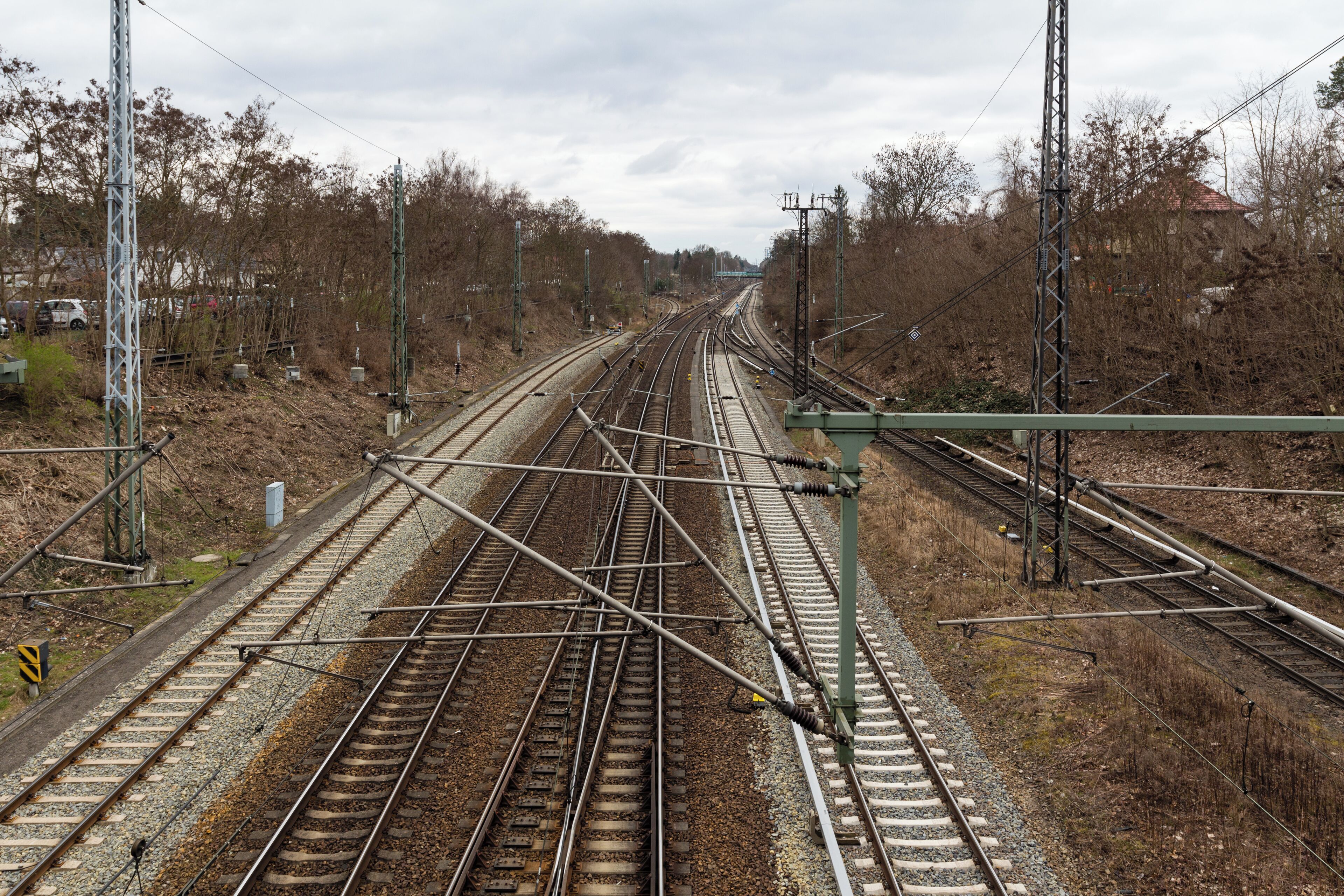 Gleisanlagen südlich des Bahnhos Birkenwerder.