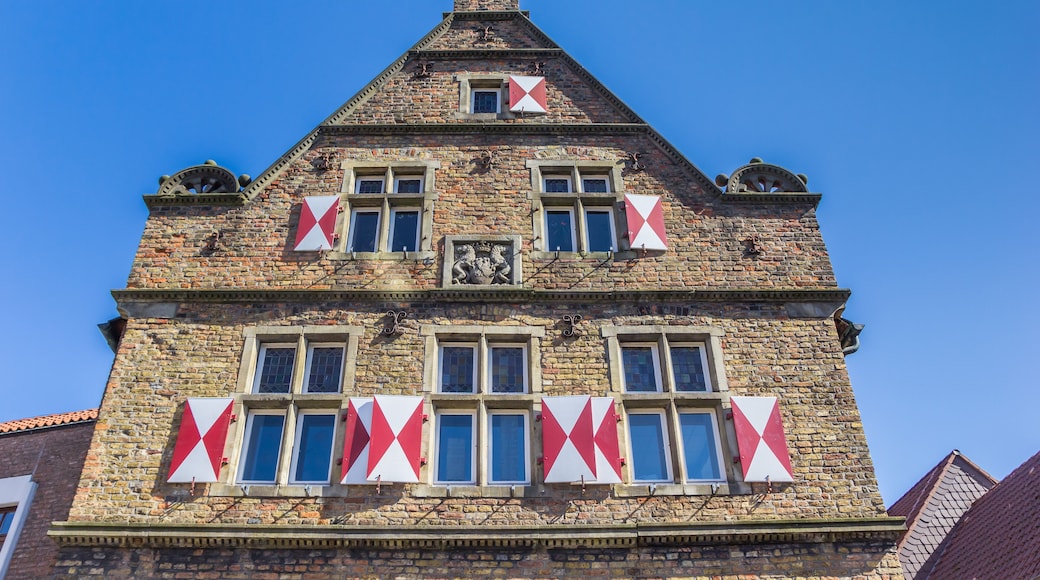 Hatches on the facade of an old house in Werne, Germany